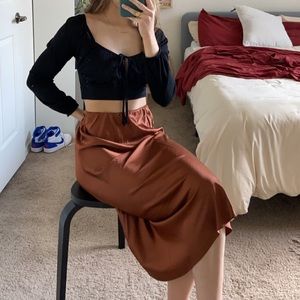 Nasty gal rust midi skirt